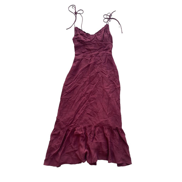 NEW! Reformation Embry Ruffle Tie Strap Plum Midi Dress 2 - Picture 1 of 5
